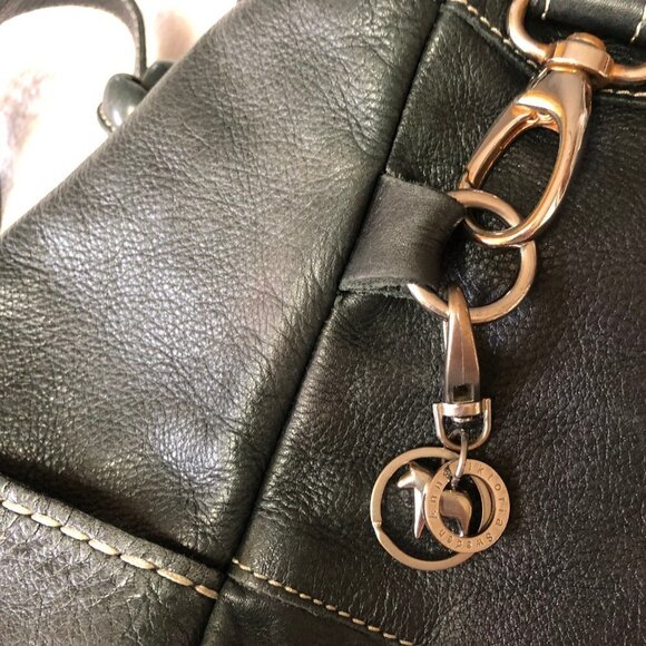 Genuine Roots Black Leather Bucket Crossbody Shoulder Bag Purse - Picture 6 of 16